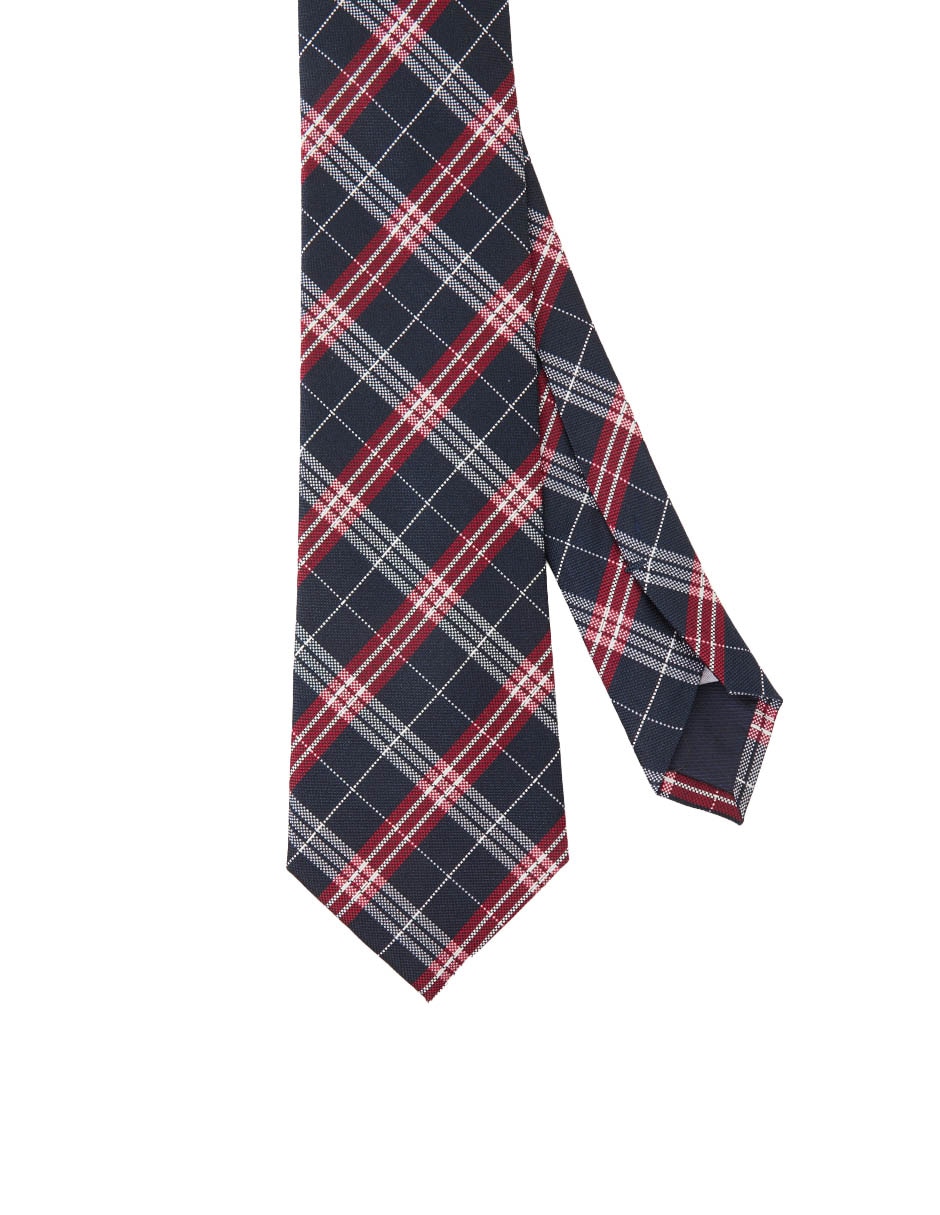 Corbata regular de seda estampado escocés para hombre