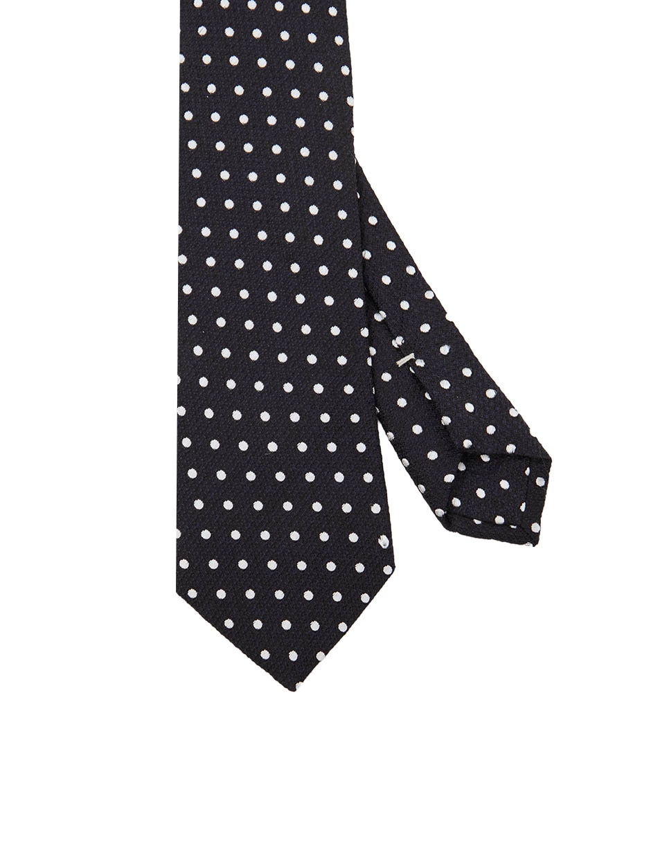 Corbata regular de seda estampado de lunares para hombre