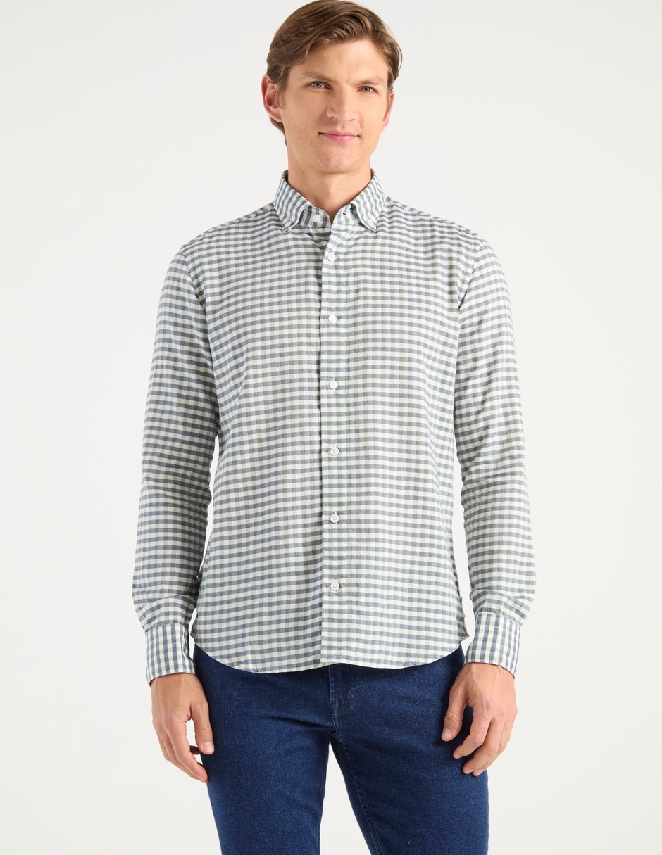 Camisa casual de algodón manga larga para hombre