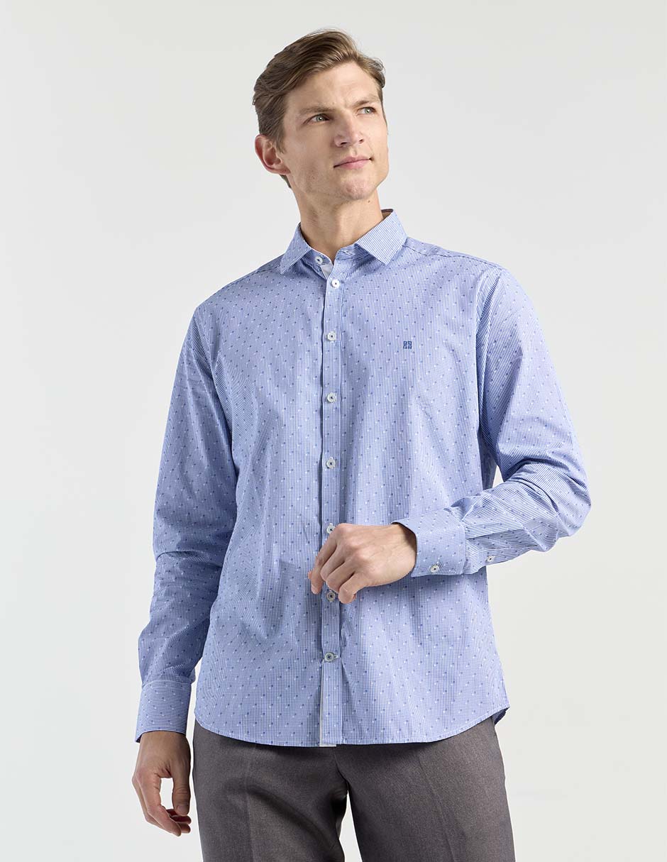 Camisa casual de algodón manga larga para hombre