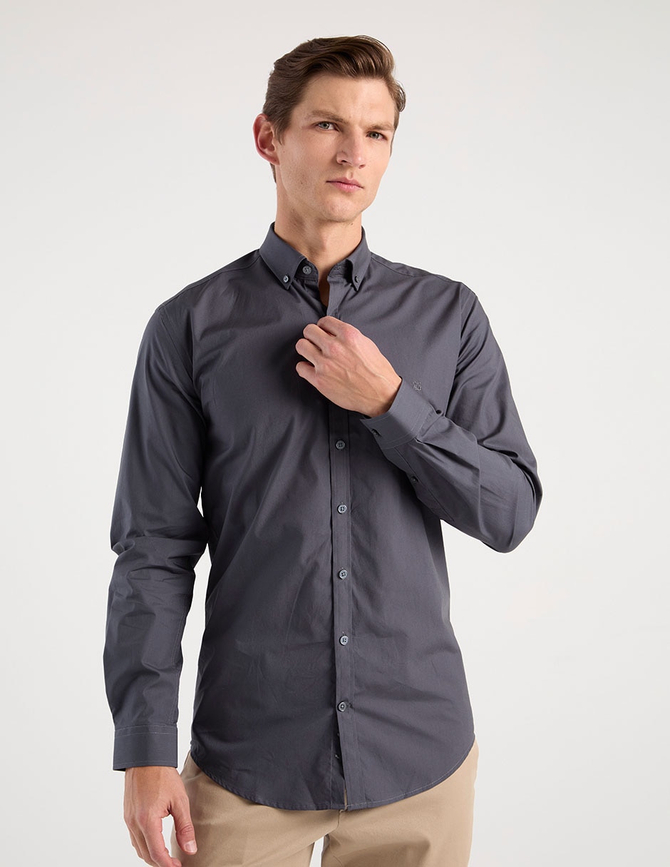 Camisa casual de algodón manga larga para hombre Camisa casual de algodón manga larga para hombre