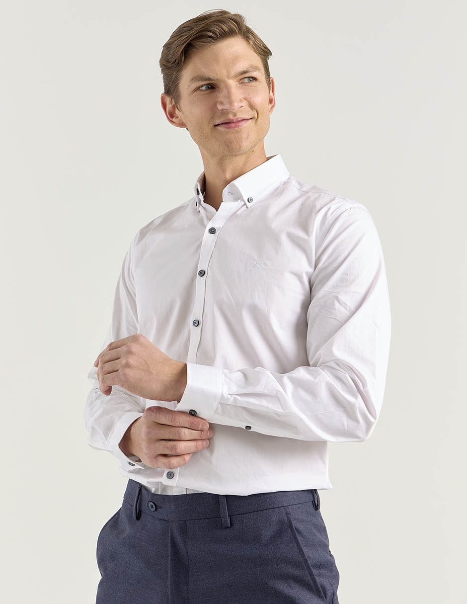Camisa casual de algodón manga larga para hombre