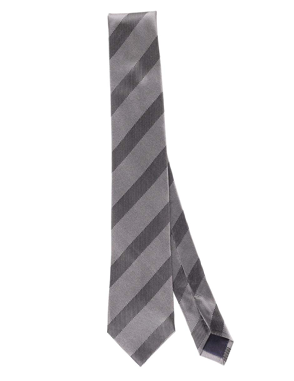 Corbata regular de seda estampado a rayas para hombre