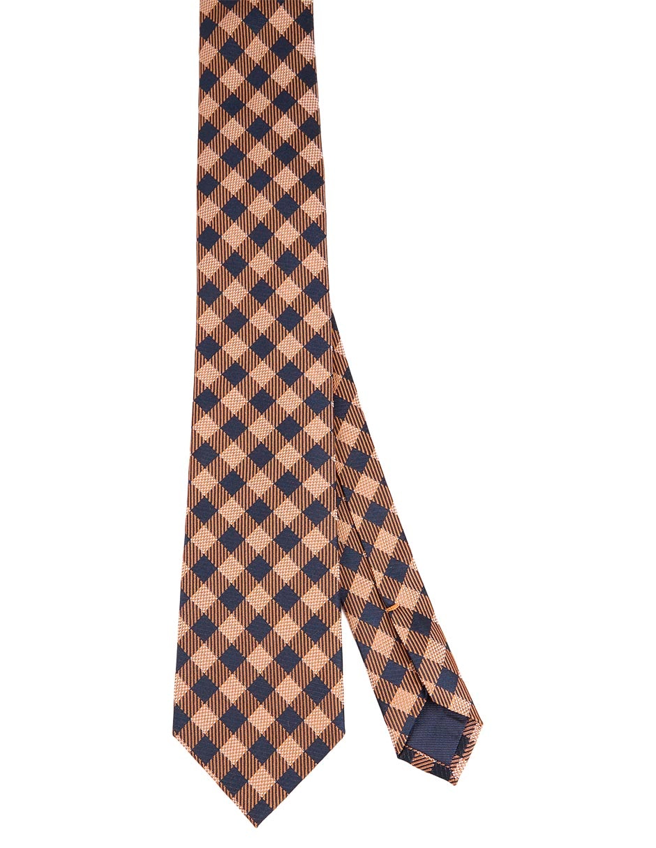 Corbata regular de seda estampado rombos para hombre
