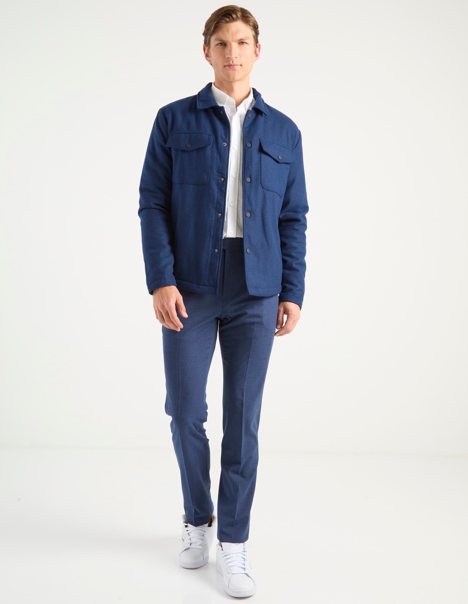 Sobrecamisa casual de lana manga larga para hombre 3