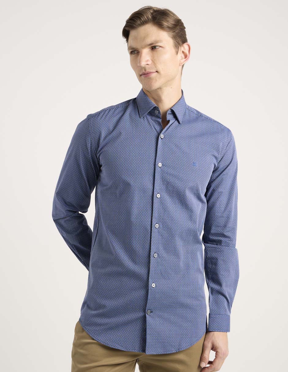 Camisa casual de algodón manga larga para hombre Camisa casual de algodón manga larga para hombre