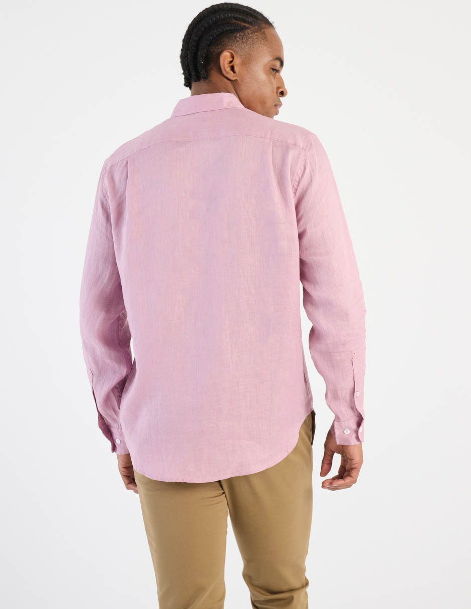 Camisa casual de lino manga larga para hombre 2