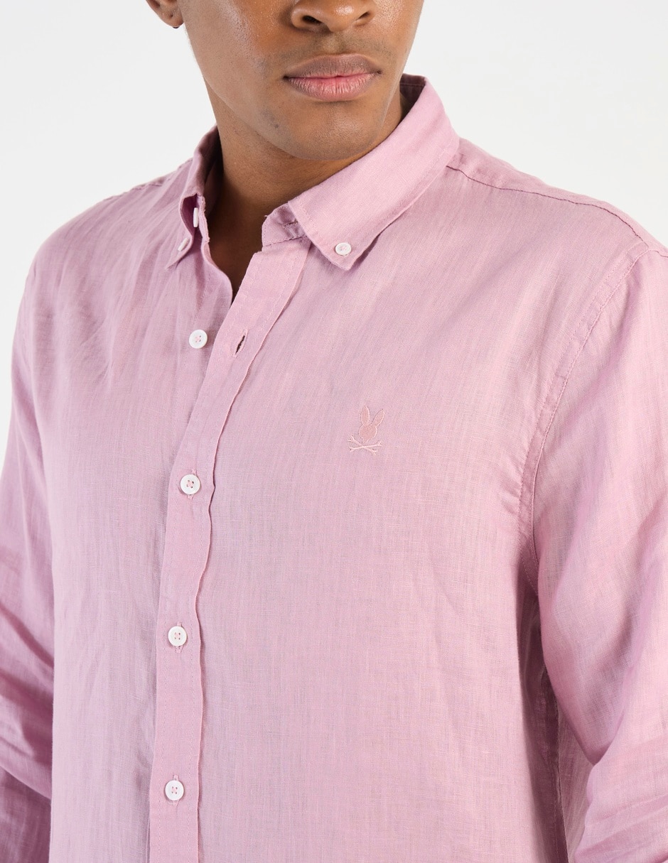 Camisa casual de lino manga larga para hombre 4