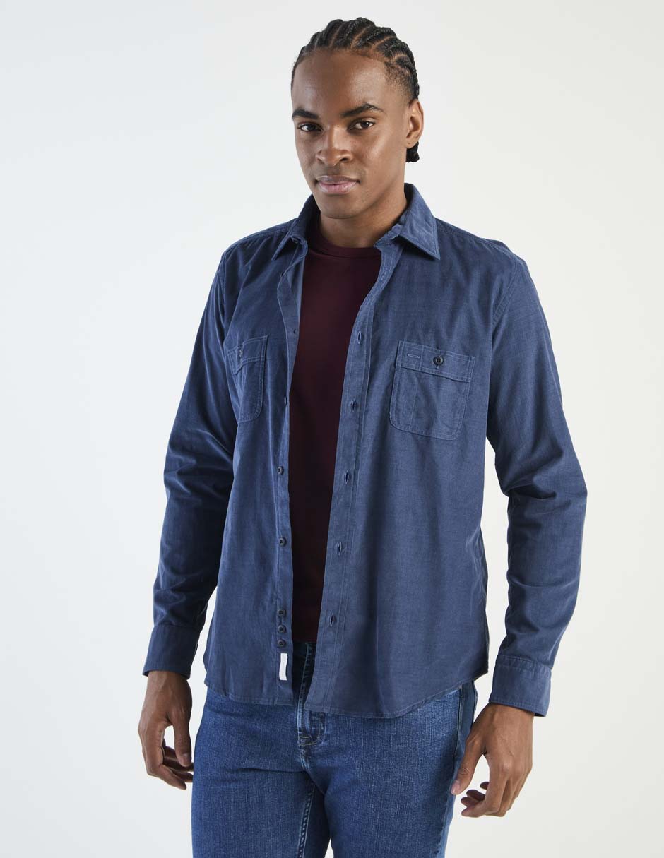 Camisa casual de algodón manga larga para hombre