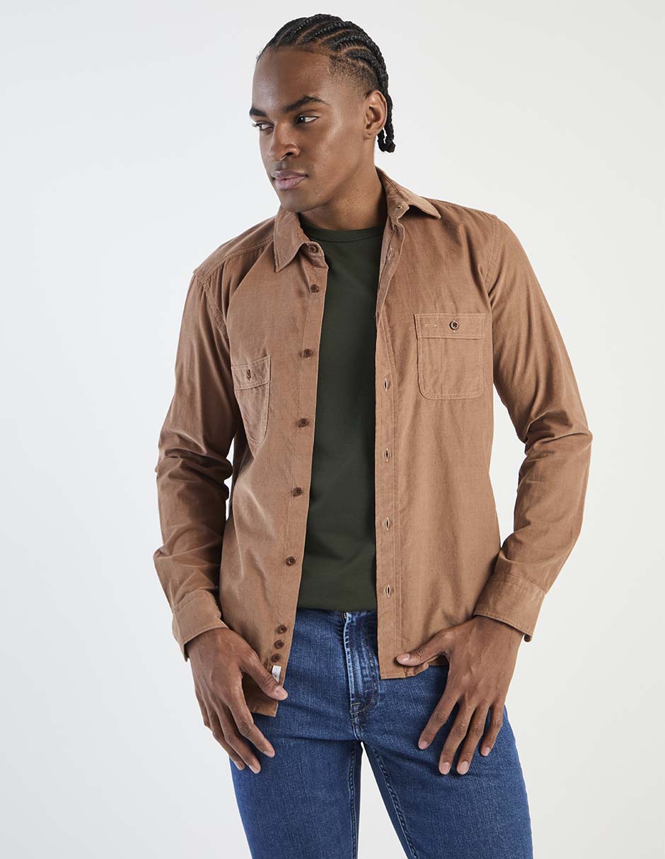 Camisa casual de algodón manga larga para hombre