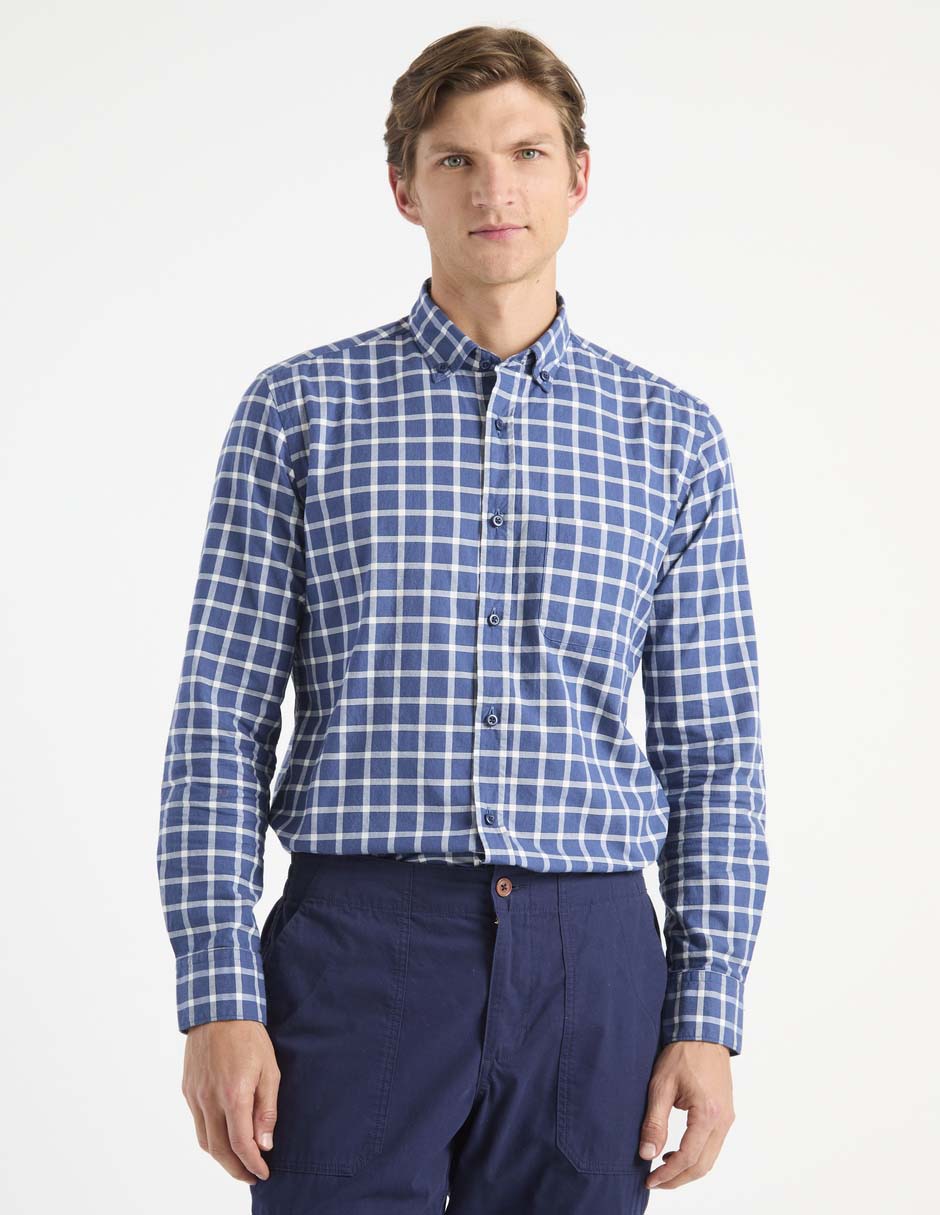 Camisa casual de algodón manga larga para hombre Camisa casual de algodón manga larga para hombre