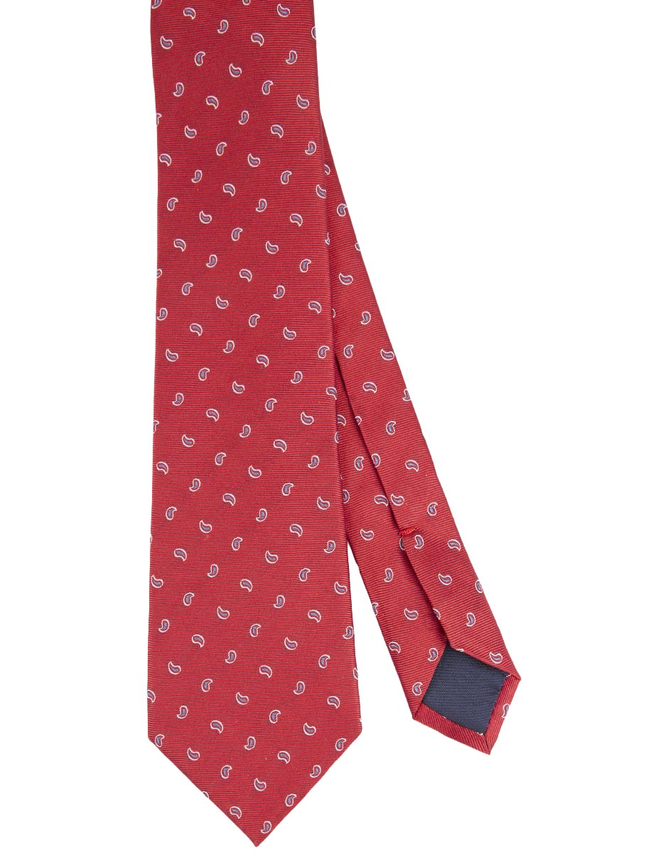 Corbata regular de seda estampado paisley para hombre