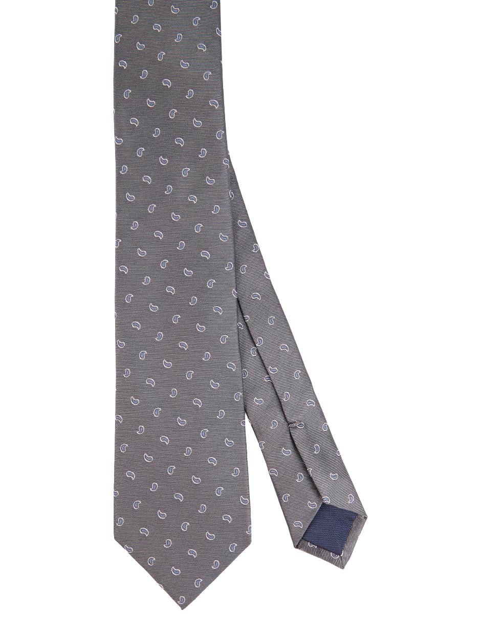 Corbata regular de seda estampado paisley para hombre