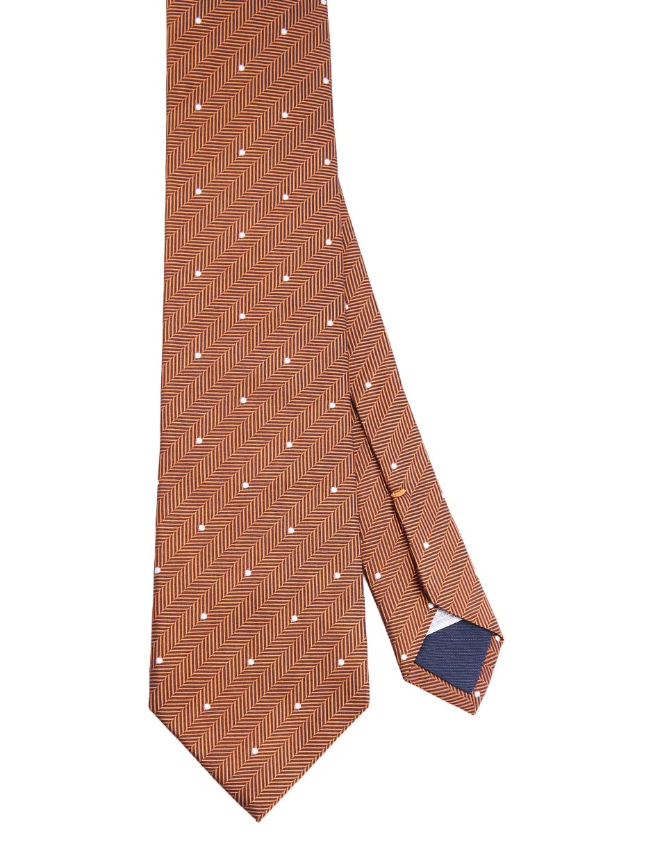 Corbata regular de seda estampado lunares para hombre