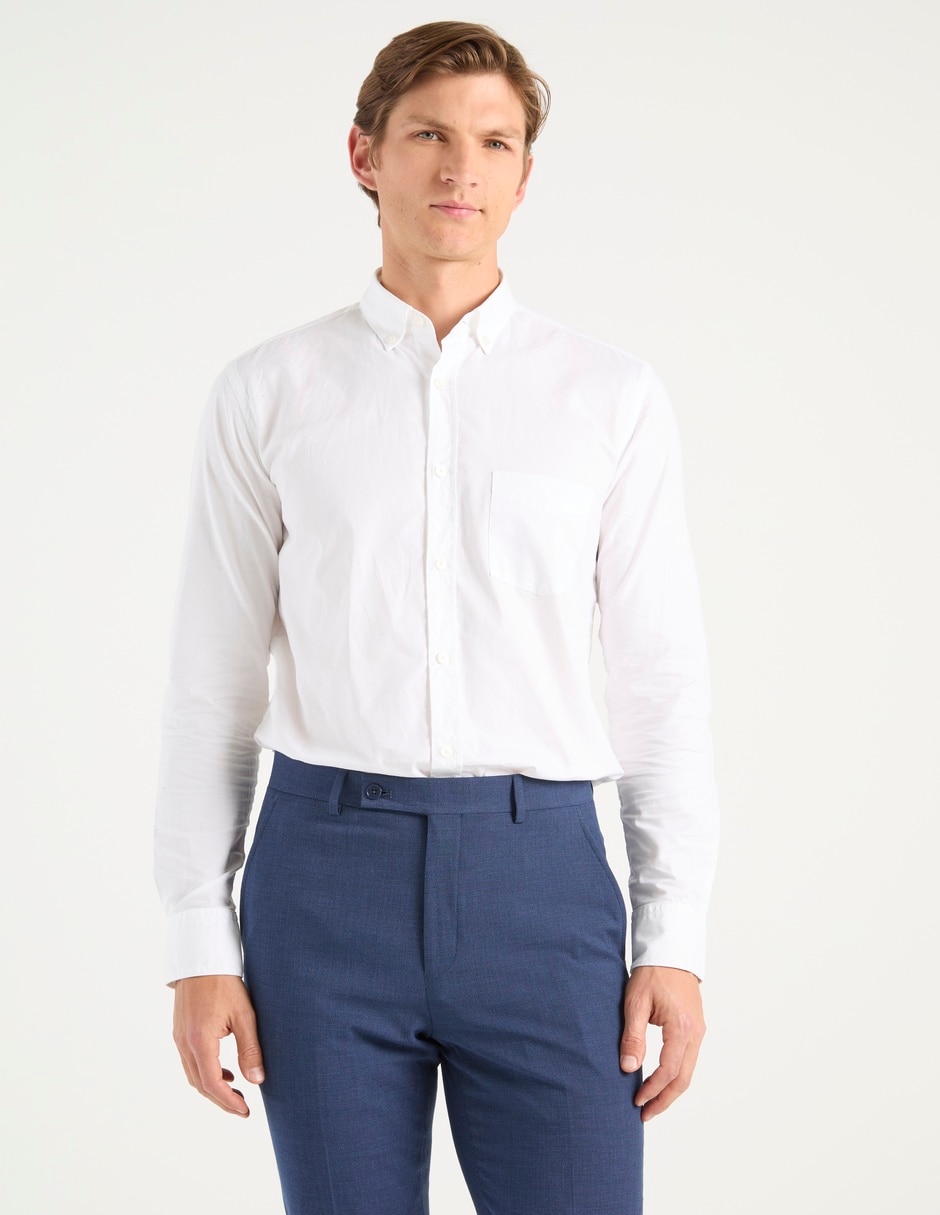 Camisa de vestir de algodón manga larga para hombre