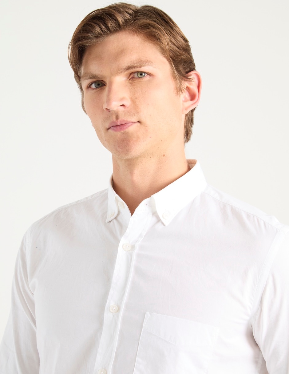 Camisa de vestir de algodón manga larga para hombre 4