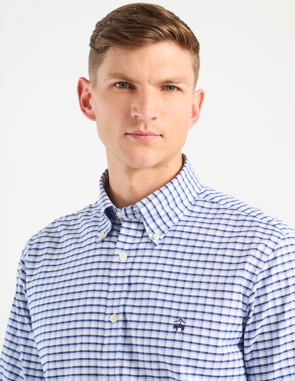 Camisa business casual de algodón manga larga para hombre 4