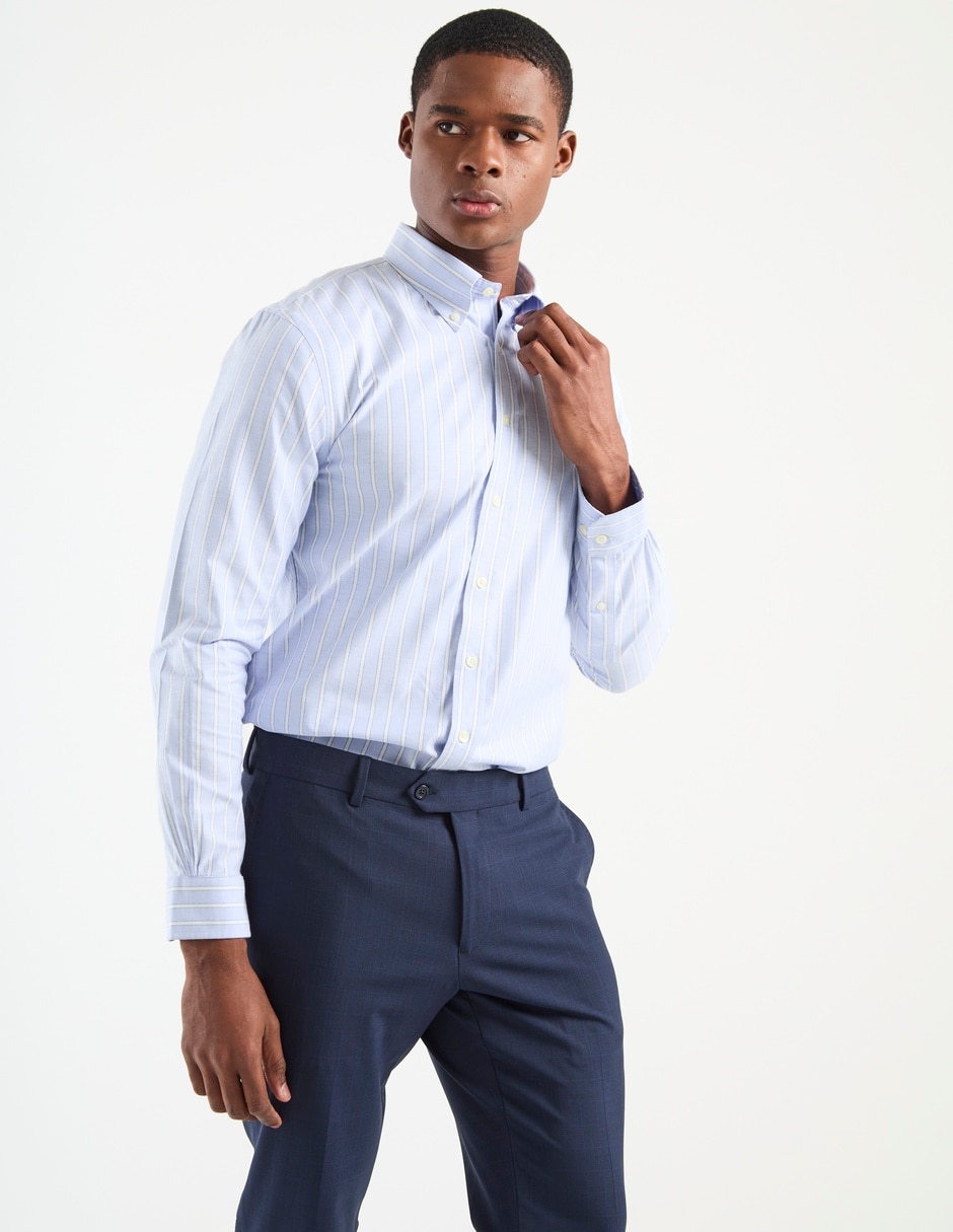 Camisa business casual de algodón manga larga para hombre