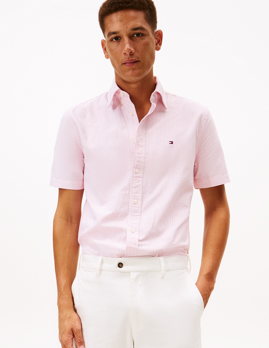 Camisa casual de algodón manga corta para hombre