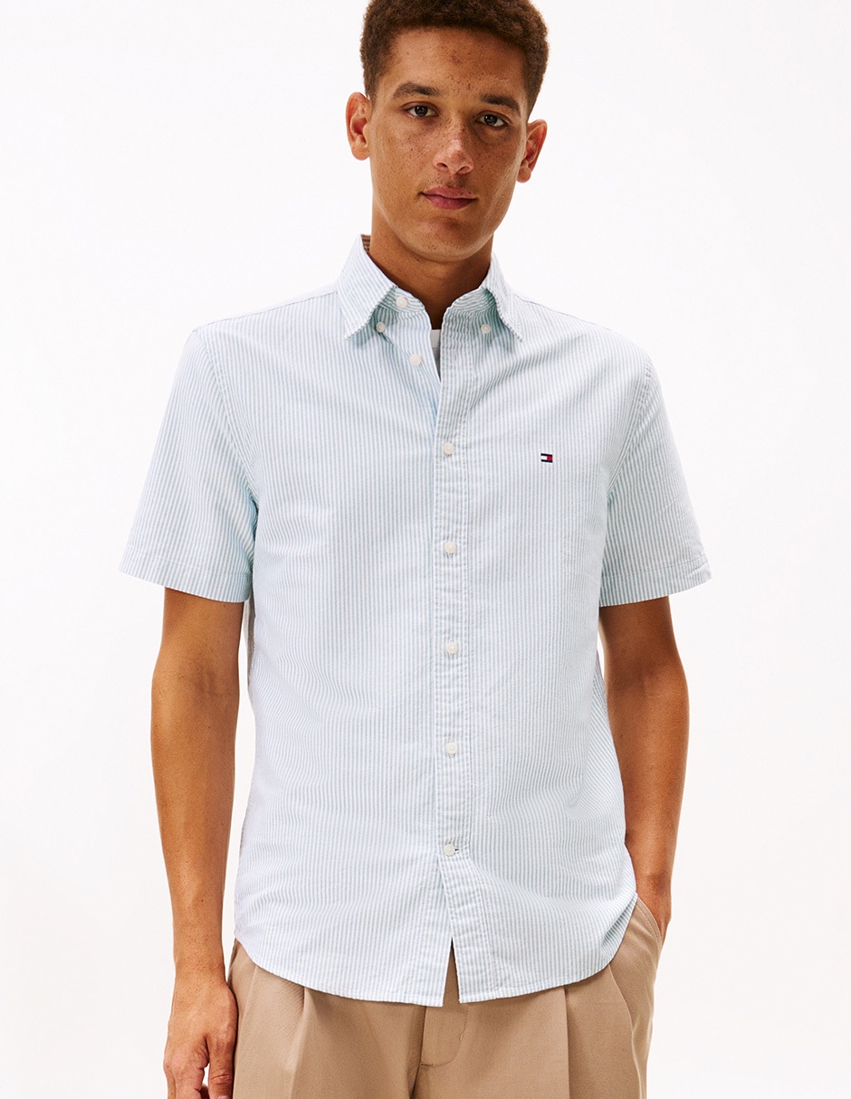 Camisa casual de algodón manga corta para hombre