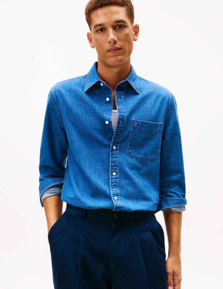 Camisa casual de algodón manga larga para hombre Camisa casual de algodón manga larga para hombre