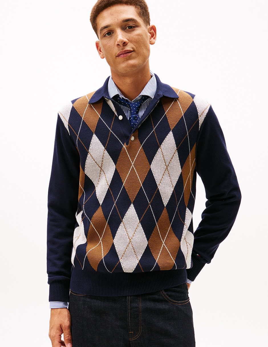 Suéter cuello polo para hombre
