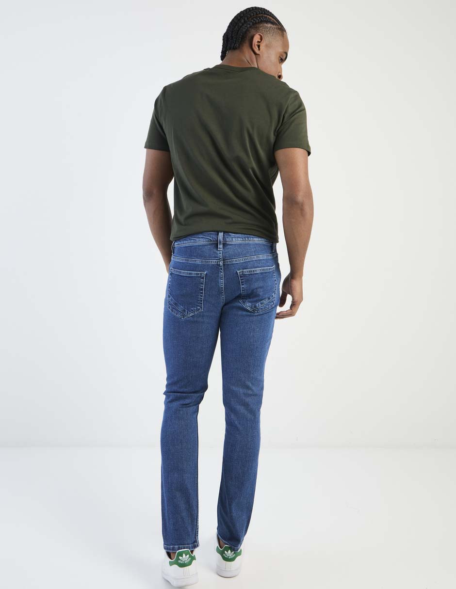 Jeans straight lavado obscuro para hombre 2