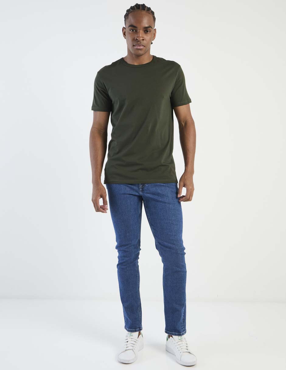 Jeans straight lavado obscuro para hombre 3