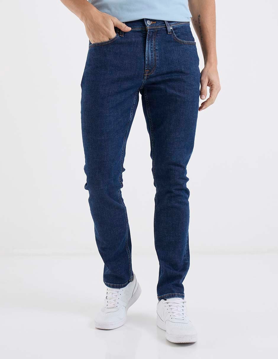 Jeans straight lavado obscuro para hombre