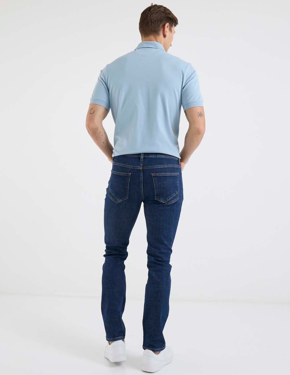 Jeans straight lavado obscuro para hombre 2