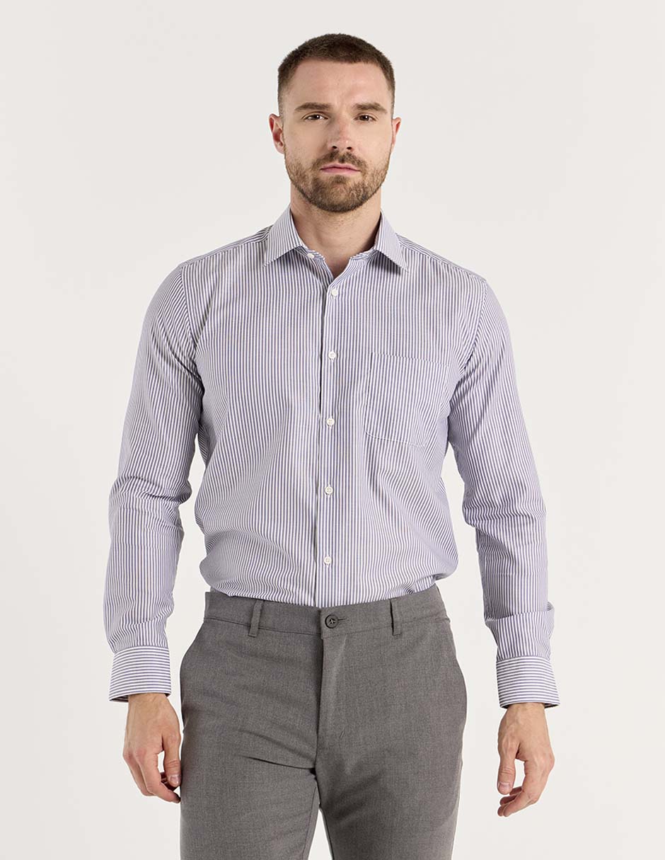 Camisa de vestir de algodón manga larga para hombre