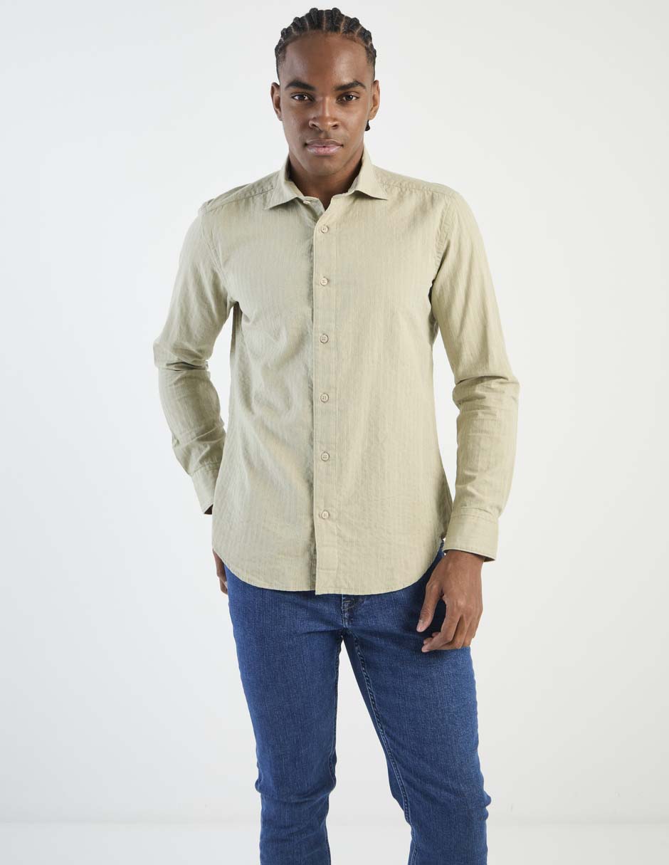 Camisa de vestir de algodón manga larga para hombre