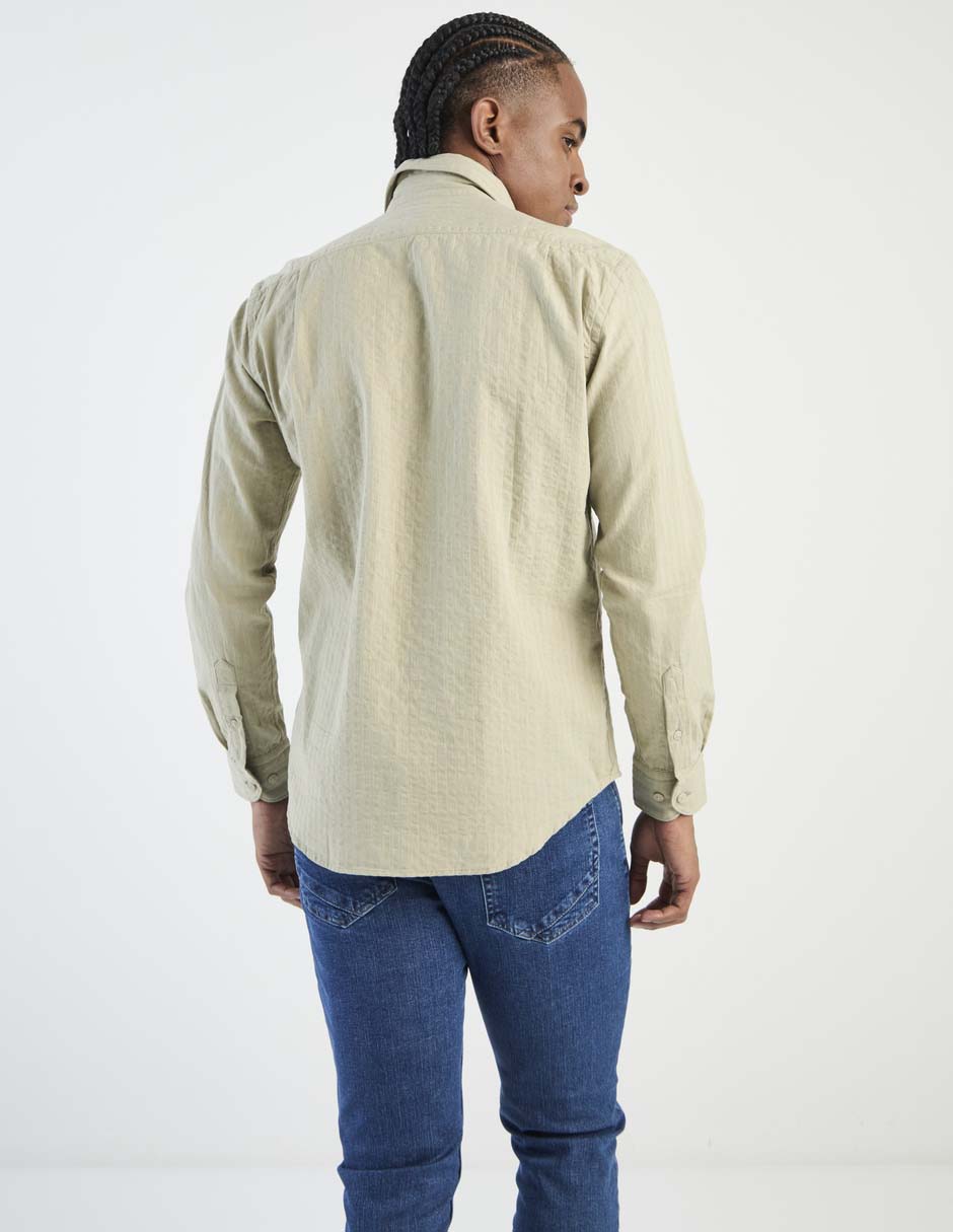 Camisa de vestir de algodón manga larga para hombre 2