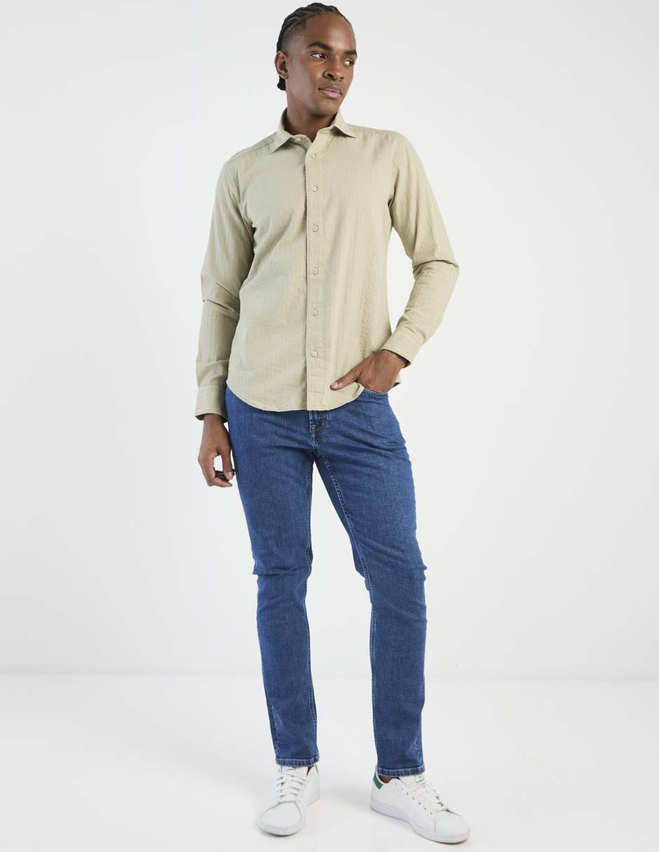 Camisa de vestir de algodón manga larga para hombre 3