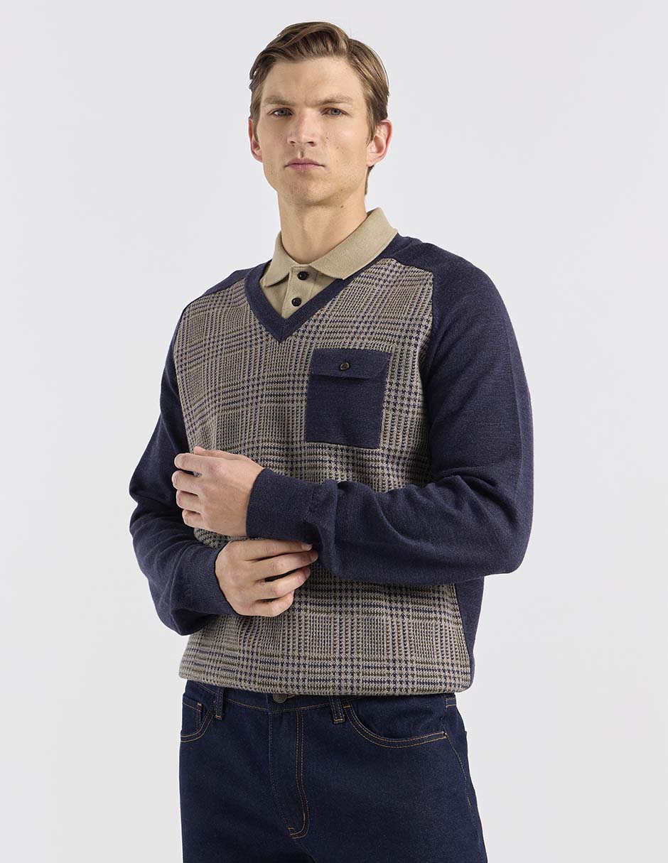 Suéter cuello V para hombre