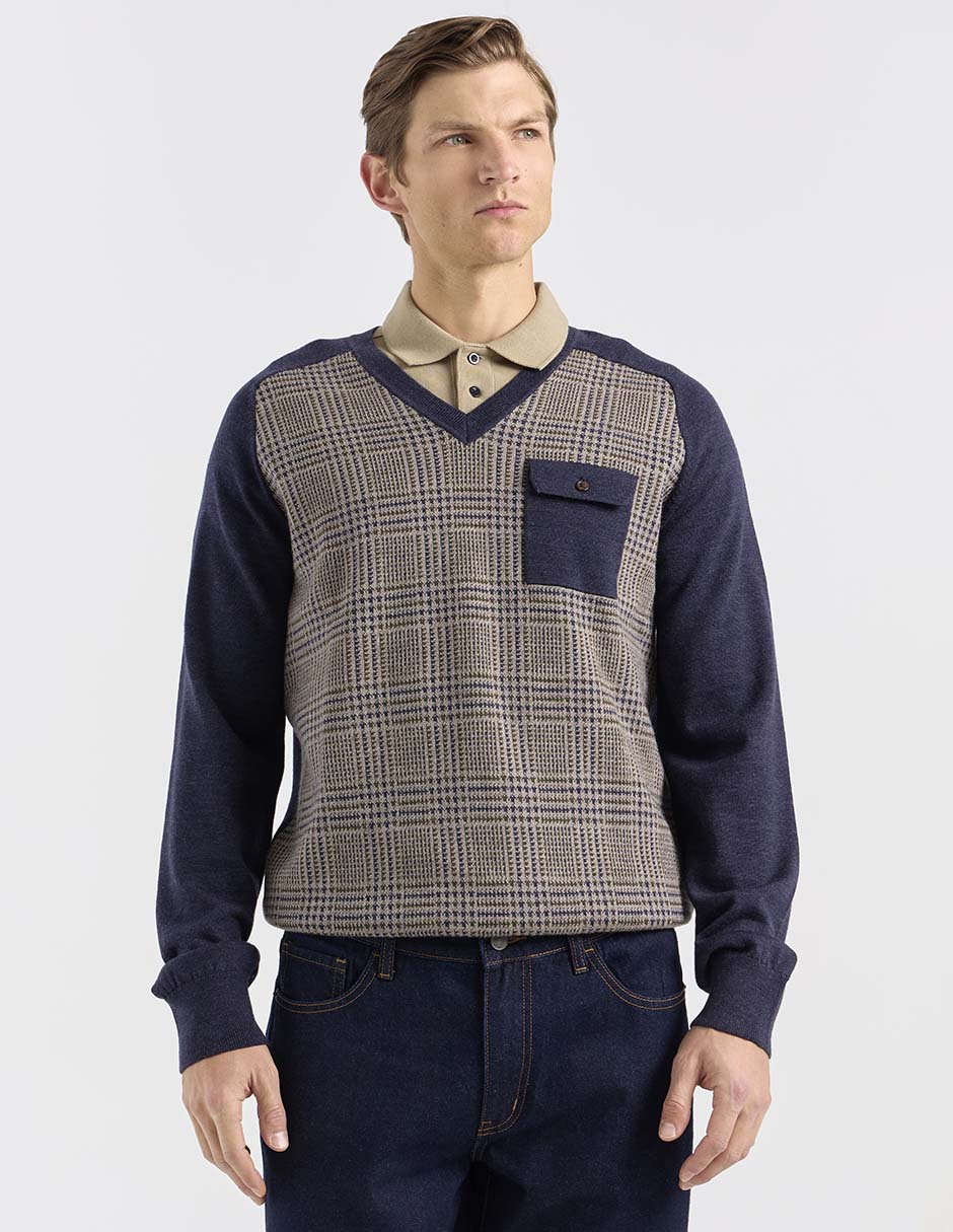 Suéter cuello V para hombre 2