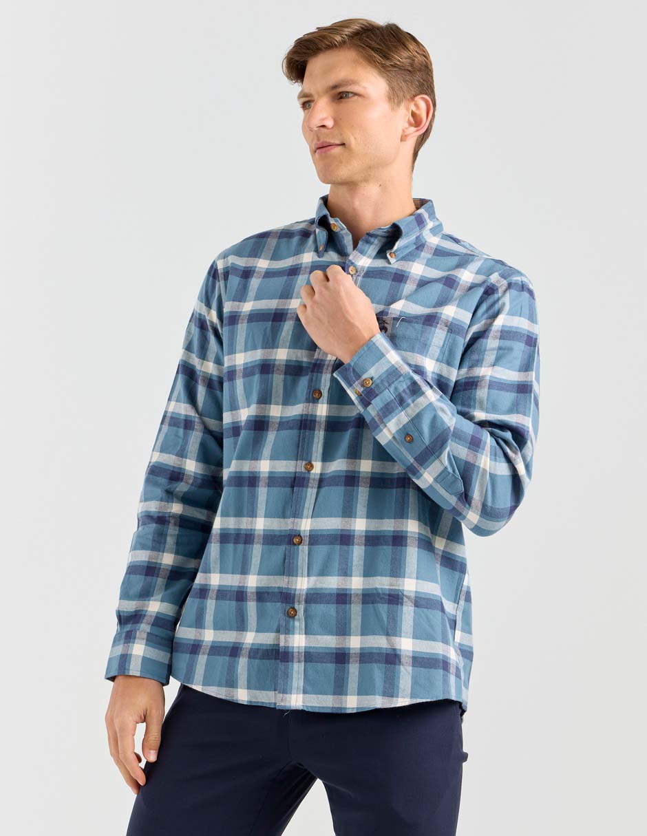 Camisa casual de algodón manga larga para hombre 1