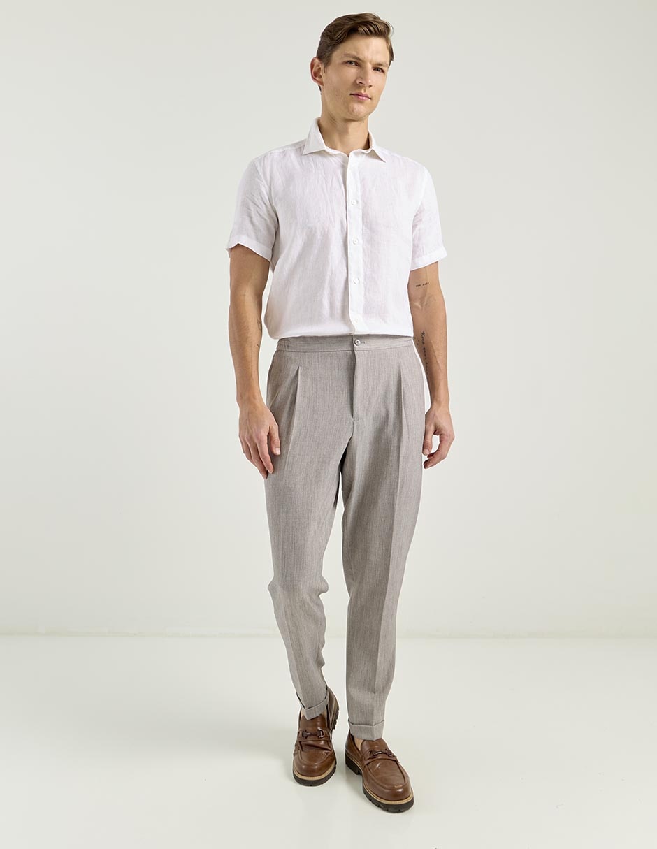 Camisa casual de lino manga corta para hombre 3