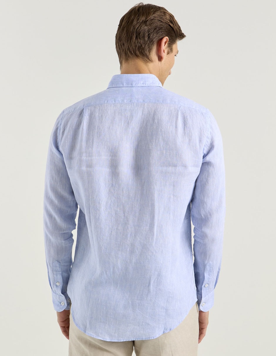 Camisa casual de lino manga larga para hombre 2