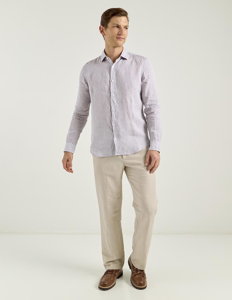 Camisa casual Scappino de lino manga larga para hombre