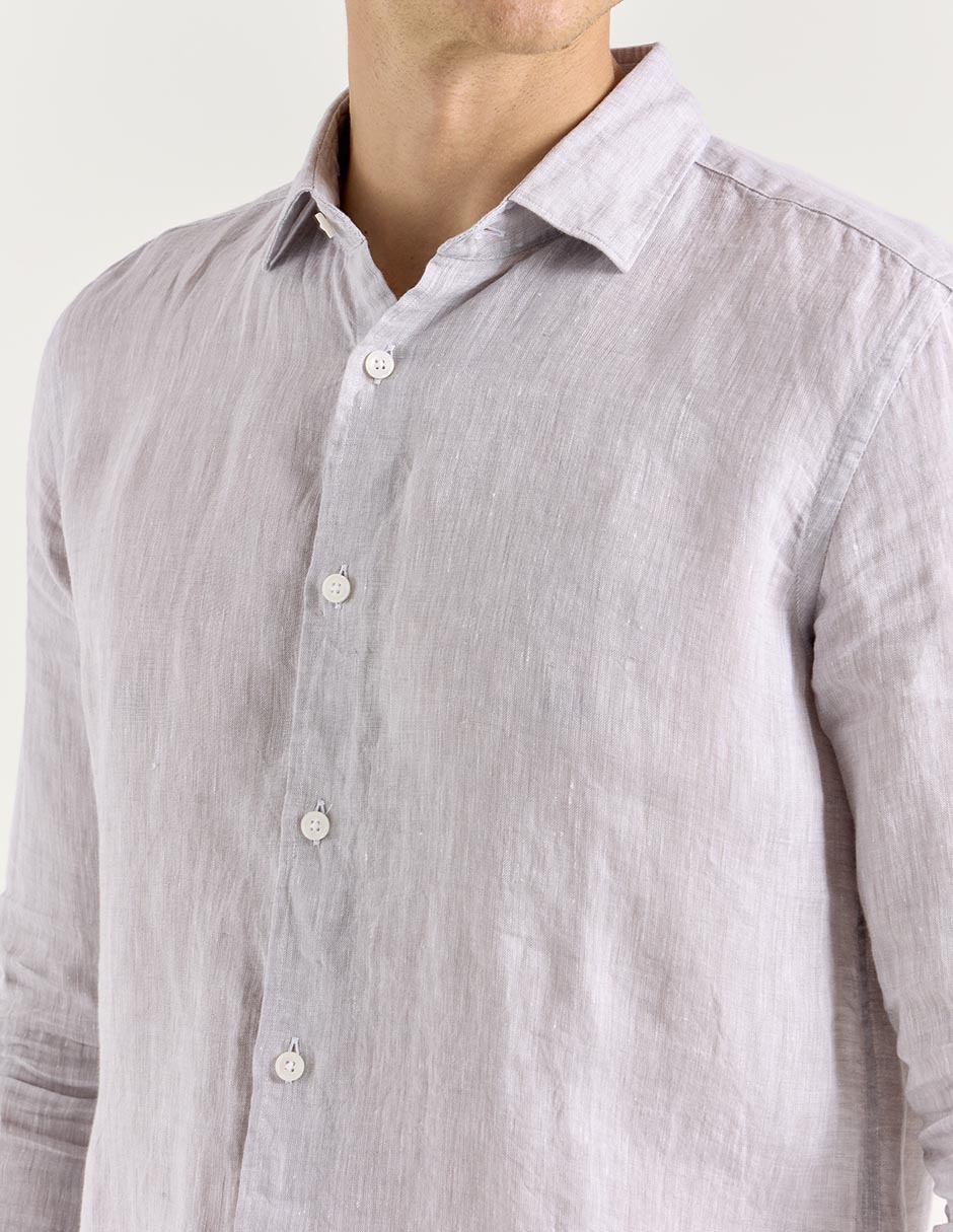Camisa casual Scappino de lino manga larga para hombre