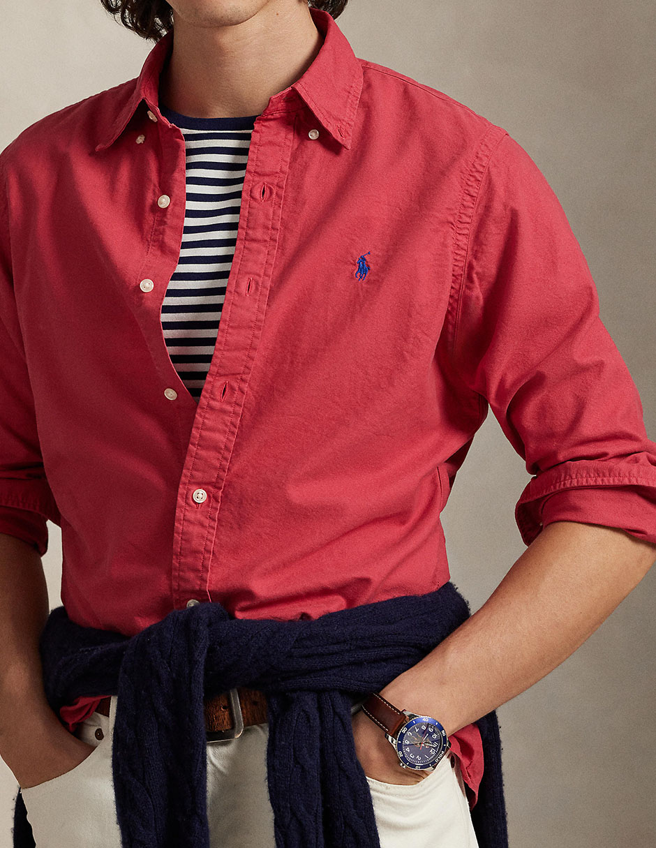 Camisa business casual de algodón manga larga para hombre 4