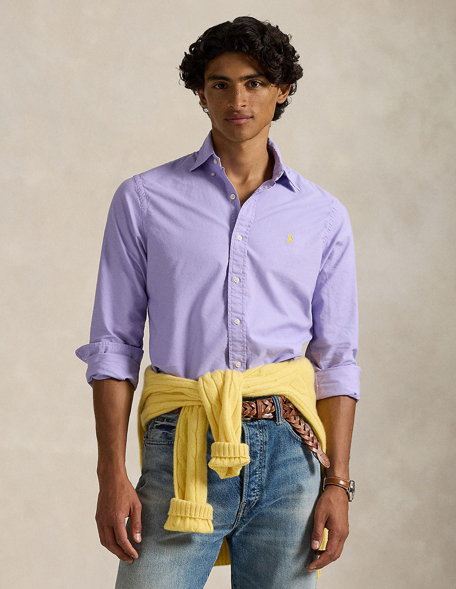 Camisa casual de algodón manga larga para hombre
