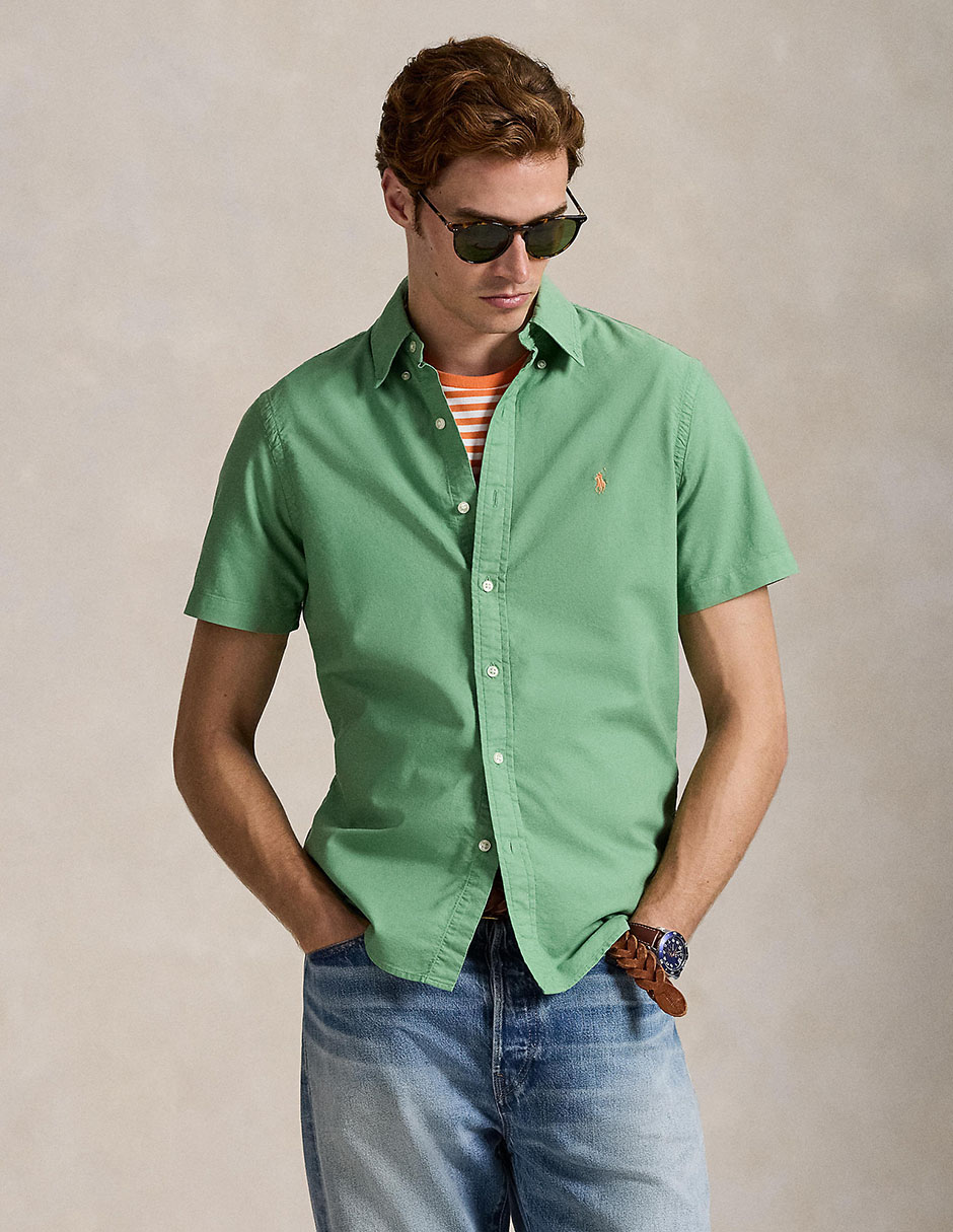 Camisa casual de algodón manga corta para hombre