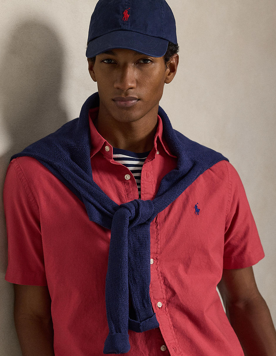 Camisa business casual de algodón manga corta para hombre 4