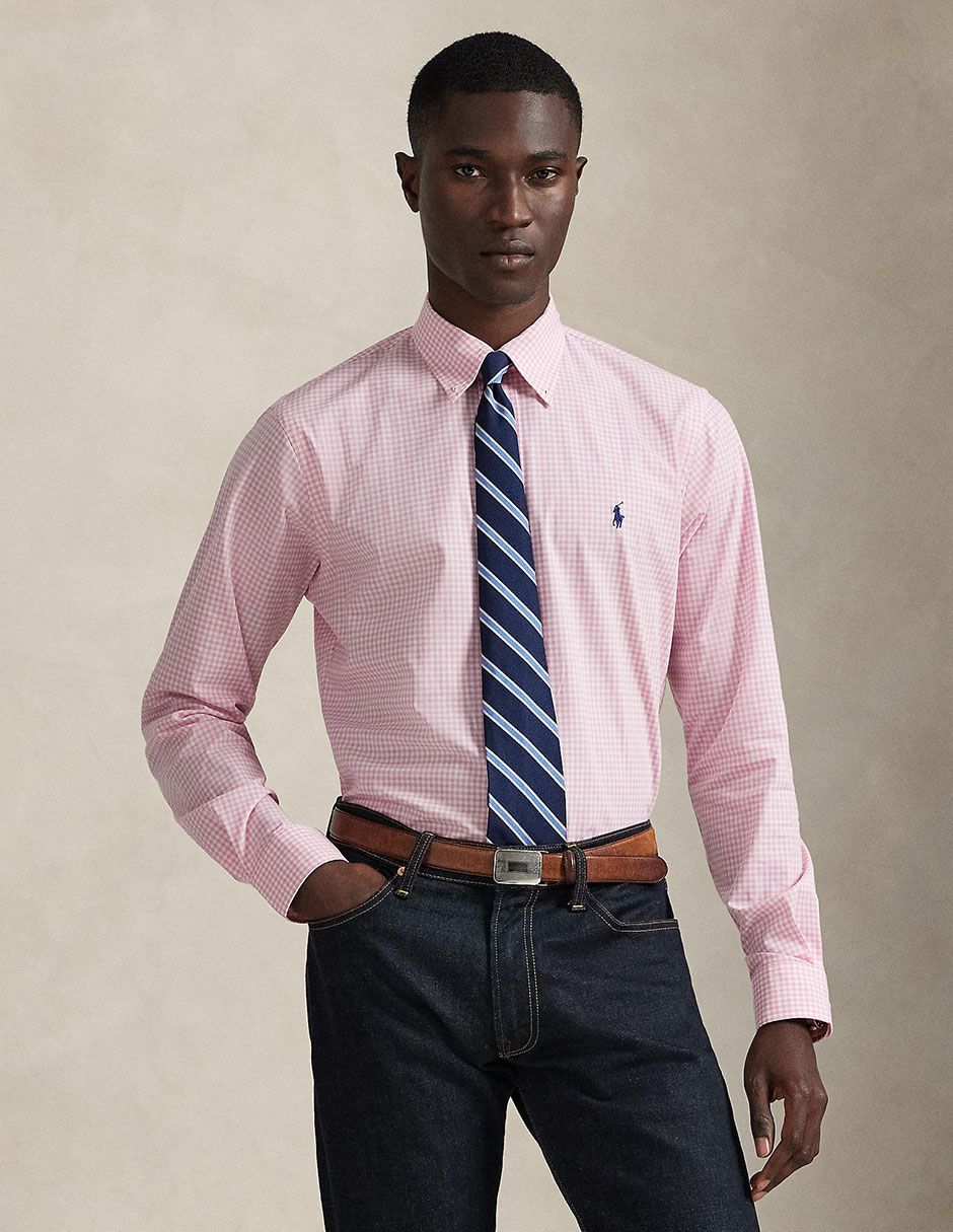 Camisa business casual de algodón manga larga para hombre