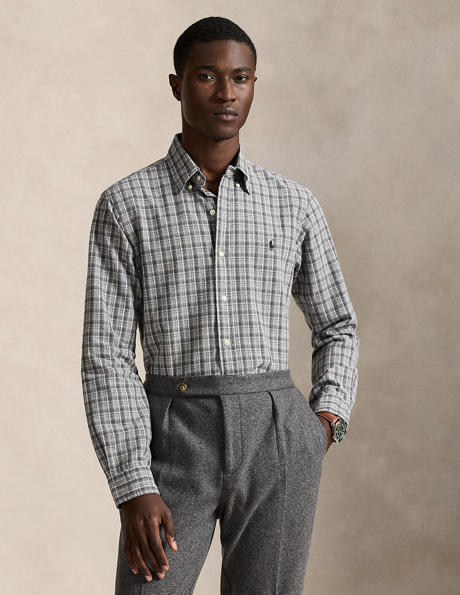 Camisa casual de algodón manga larga para hombre