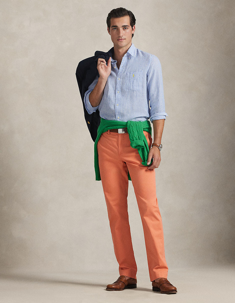Camisa business casual Polo Ralph Lauren de lino manga larga para hombre 3