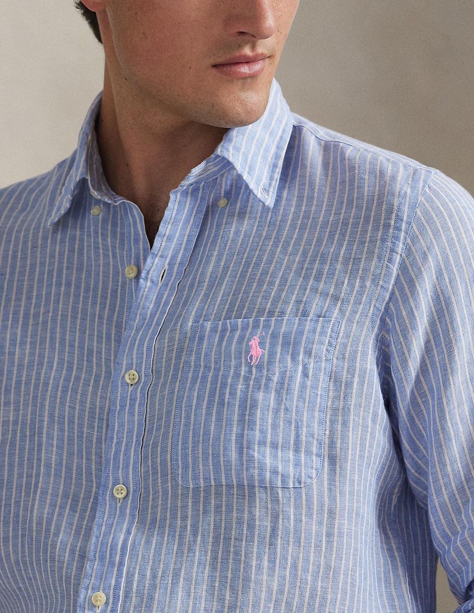 Camisa business casual Polo Ralph Lauren de lino manga larga para hombre 4