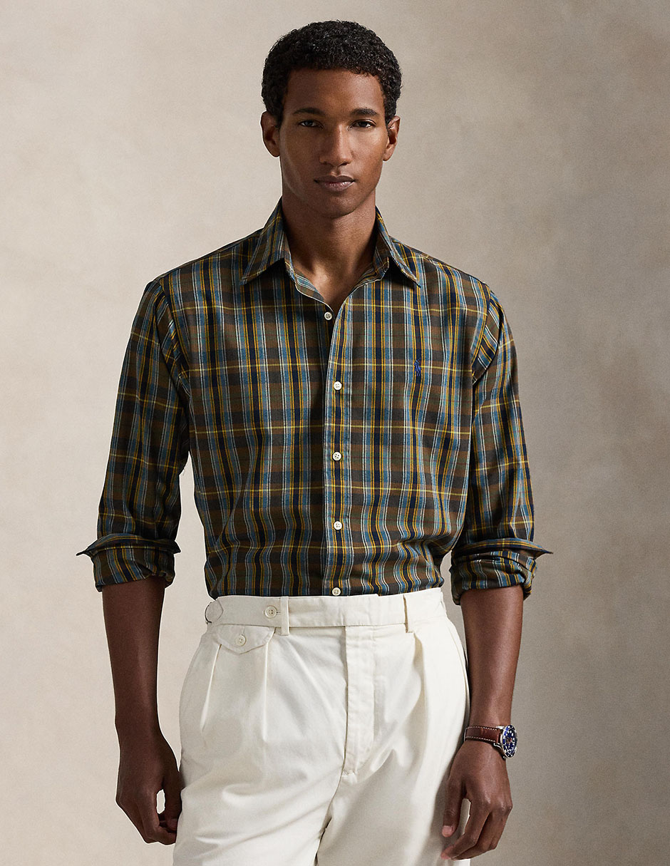 Camisa business casual de algodón manga larga para hombre